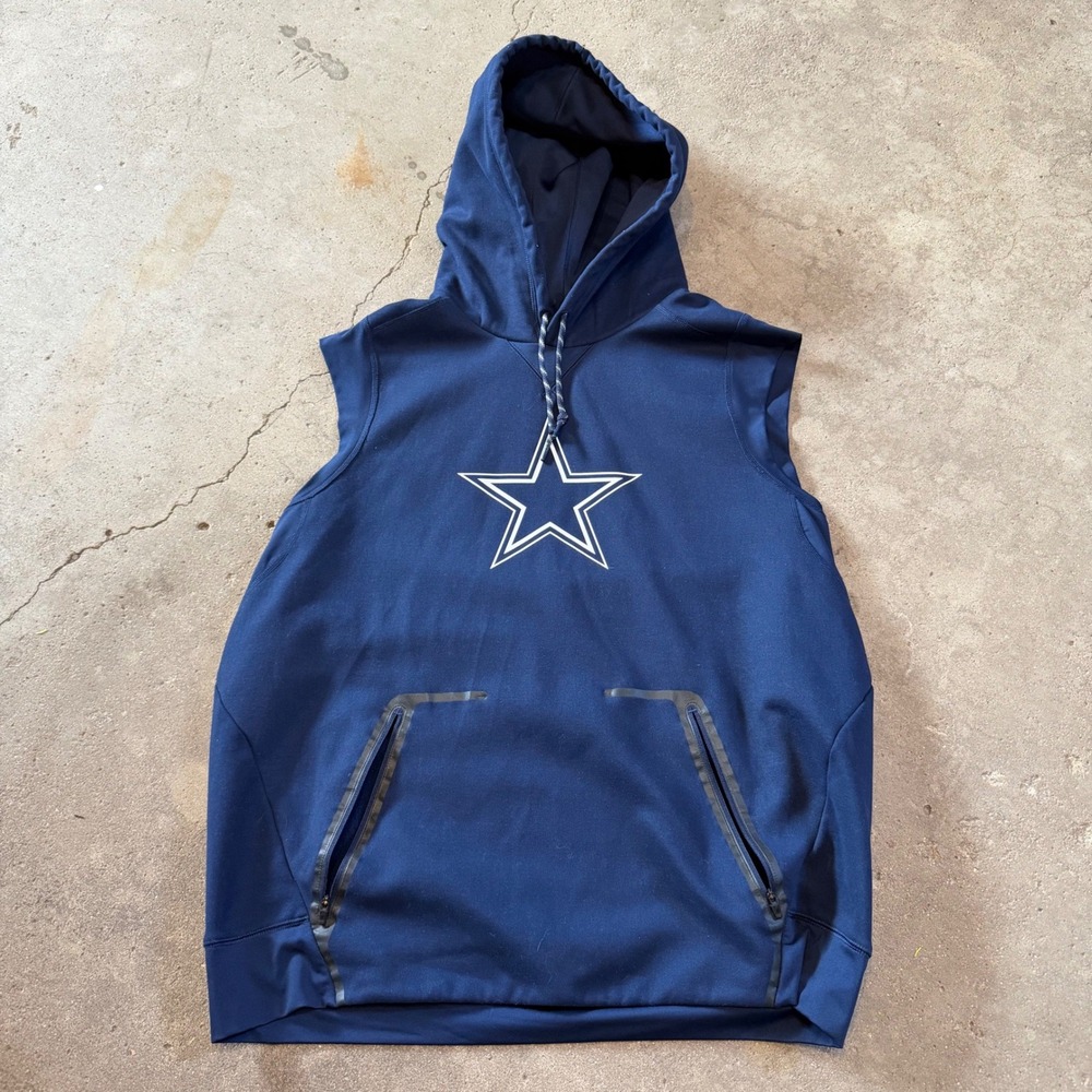 Nike Sleeveless Hoodie Mens L Blue Dallas Cowboys NFL Onfield Therma 837577-419
